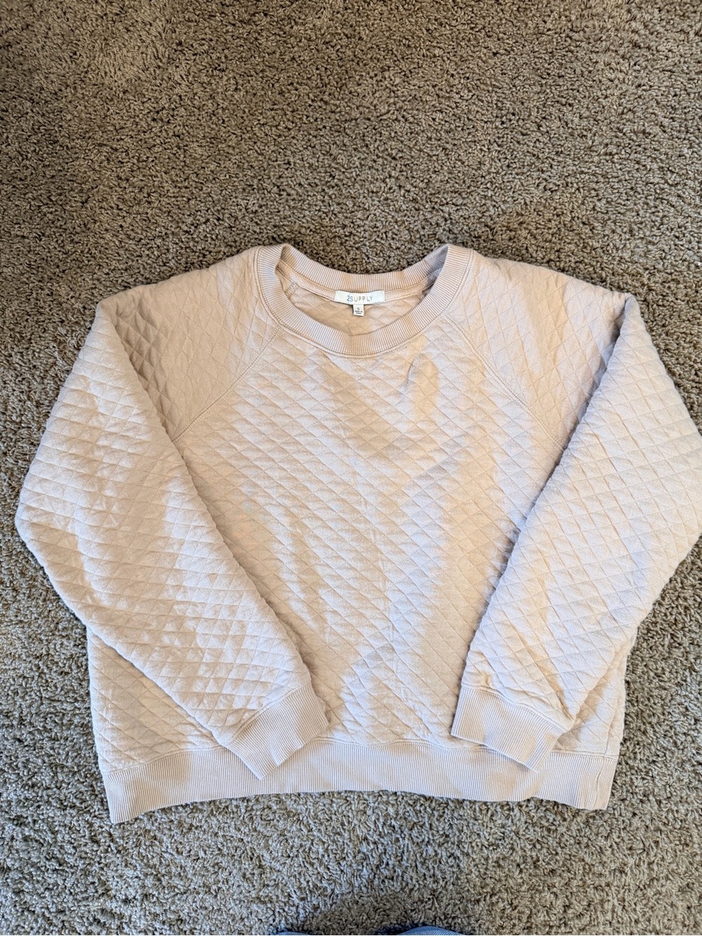 Z Supply Quilted Crewneck Sweater in Cream